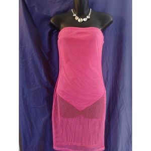 Hot Pink Sheer Cover-Up Bodysuit